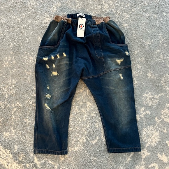 NWT Buddha Trends Baggy Boyfriend Ripped Harem Jeans in Dark Blue (One Size) - Picture 5 of 5